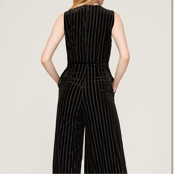 Adam Lippes Black Wide-Leg Jumpsuit with V-Neckline and High-Waisted Design - Picture 5 of 6